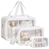 Juego de 3 Neceseres de Maquillaje, Neceser Transparente para Mujeres, Neceser Impermeable, Bolsa de Maquillaje, Bolsa de Aseo (Grande, Mediana y Pequeña)