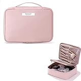 Neceser Maquillaje,Portátil, Organizador Grande para Mujeres y niñas,Bolsa de cosméticos,Bolsa de Aseo Impermeable Gran Capacidad,para Hogar Vacaciones Viaje(Rosa)