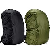 Yogopro Funda Impermeable para Mochila,2 Pcs Cubre Mochila Lluvia,30~65L Cubierta de Bolsa Bolso Protector de Lluvia para Camping Senderismo Excursionismo, 30L-40L (Negro y Verde)