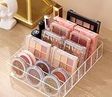 katmerio Organizador de tocador, organizador de sombra de ojos, 7 compartimentos, paletas de maquillaje, organizador para paletas de sombras de ojos, pintalabios, estantería compacta para colorete