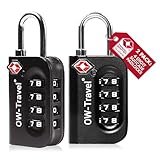 OW-Travel Candado maleta TSA Anti robo. Candado numerico 4 Digitos. Candado Combinacion Taquilla. Candados para mochilas y maletas. Candado Taquilla. TSA Candado seguridad equipaje Negro 2